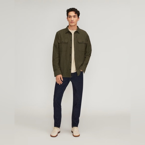 Everlane Mens The Heavyweight Overshirt Uniform Long Sleeve Heathered Green M - Picture 4 of 15